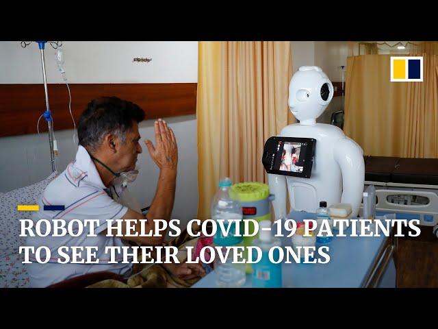Indian hospital installs robot to help Covid-19 patients connect with family