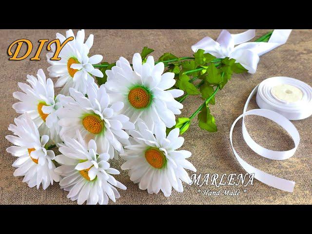  DIY gift for MOM  Favorite daisies from ribbons. Ribbon Flowers DIY