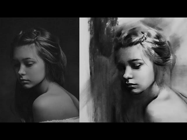 The artist's amazing charcoal portrait technique