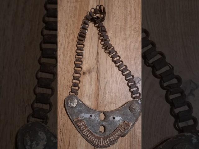 Ww2 german feldgandarmeria gorget with bullet holes from kurland battlefield #metaldetecting #deus