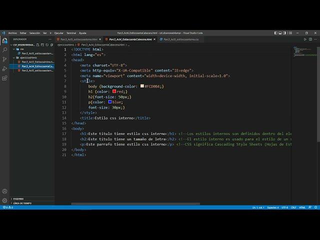 Cómo hacer un CSS de estilo externo en HTML | Visual Studio Code |