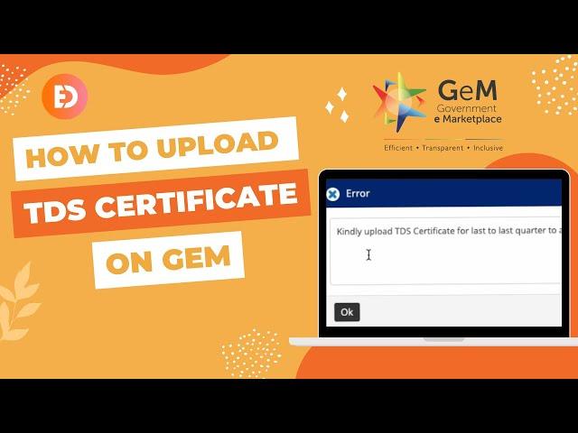 Upload TDS Certificate on GeM | TDS Certificate on GeM | How to Upload TDS Certificate on GeM