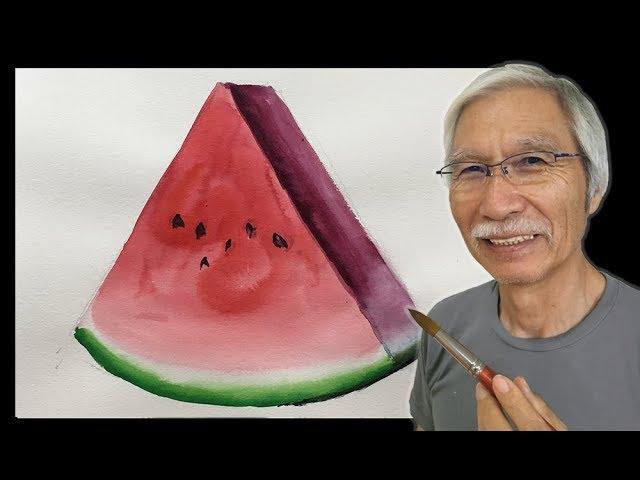 [ Eng sub ] How to paint a Watermelon | Watercolor Tips 水彩画の基本〜すいかを描くコツ