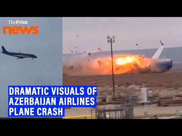 Dramatic visuals of Azerbaijan Airlines plane crashing near Kazakhstan's Aktau Airport