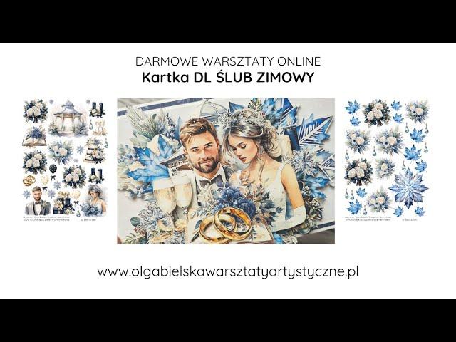 Scrapbooking kartka DL ślub zimowy zima scrap Olga Bielska Warsztaty Artystyczne tutorial DIY