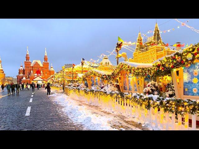 Walking tour - Magic Christmas - Red Square - Moscow 4k, Russia - HDR