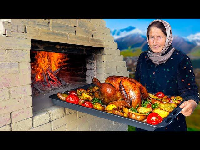 Off-Grid Village Life: Azerbaijan’s Traditional Turkey Roast in a Brick Oven