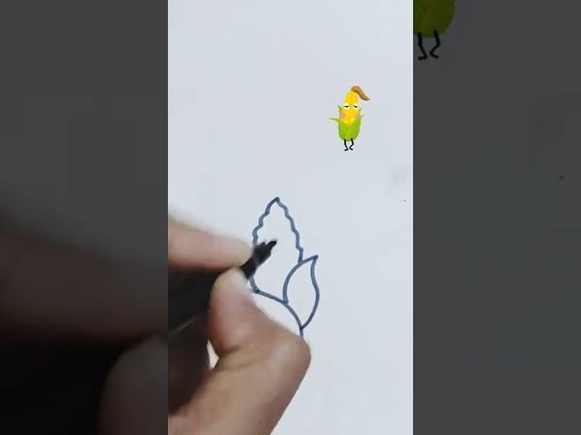 Draw Corn | Sweet Corn Drawing #shorts #youtubeshorts #corn #beginnersdrawing #colors