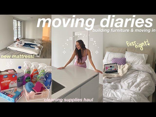 MOVING INTO MY NEW APARTMENT! unpacking & building furniture, my first night, & hauls! episode 3.•*