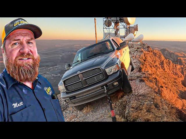 Ram Truck Hangs Over Mountain Peak's Edge!