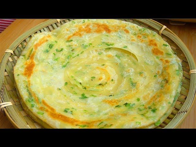 The practice of green onion cakes is not hot and battered, crispy and multilayered! good to eat!