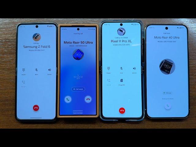 Moto Razr 50 Ultra vs Samsung Z Fold 6 + Razr 40 Ultra vs Pixel 9 Pro XL Incoming Call