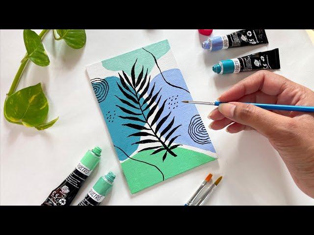 Boho Art Tutorial | Easy Acrylic Canvas Painting | Botanical Drawing | Brustro Pastel Acrylic Colour