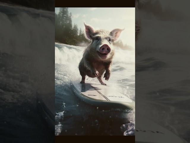 When PIGS Surf! #midjourneyv5 #aiart #midjourney