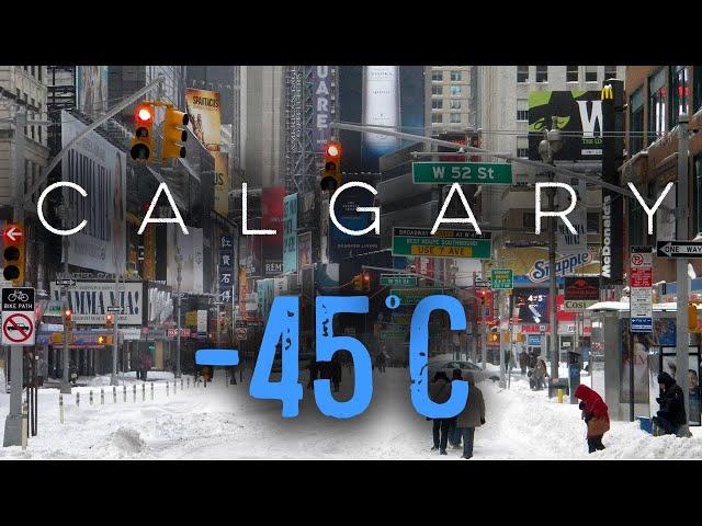 【4K】Calgary | -45C Extreme Cold | ️ Downtown | #blizzard  #downtown  #snowfall  #snow