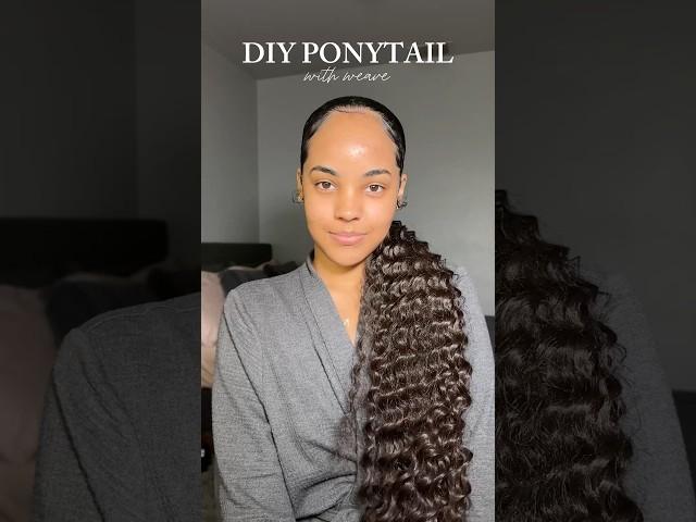 DIY ponytail w/ weave  #hair #hairstyle #inspiration #slickback #ponytail #diy #curlyhair