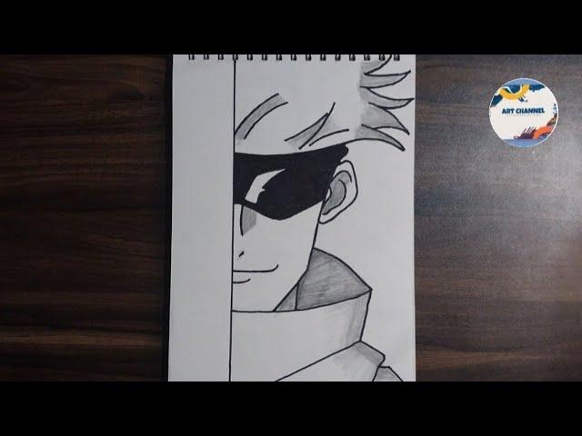 How To Draw Anime Half Face Drawing  // Easy Anime Drawing For Beginners  // Step By Step