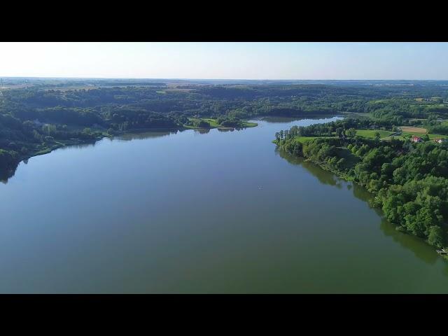 Górzno plaża, jezioro z lotu ptaka