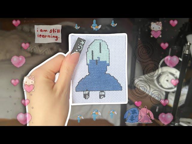 ASMR | Cross Stitch With Me 🪡 Mumbling Whisper, Background ASMR for Studying, Gaming, Working etc.