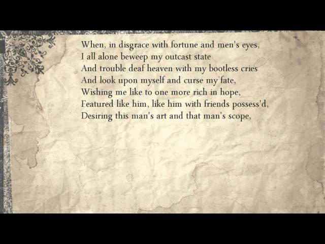 Sonnet 29: When, in disgrace with fortune and men's eyes