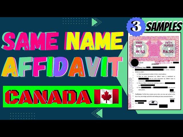 SAME NAME AFFIDAVIT for CANADA Study Visa | Affidavit for NAME CORRECTION (2024)