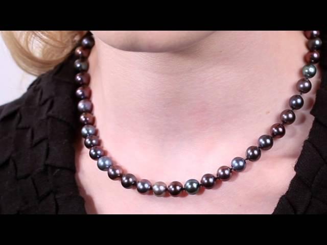 Black Freshwater Pearl Necklace 8.0-9.0 by Pure Pearls