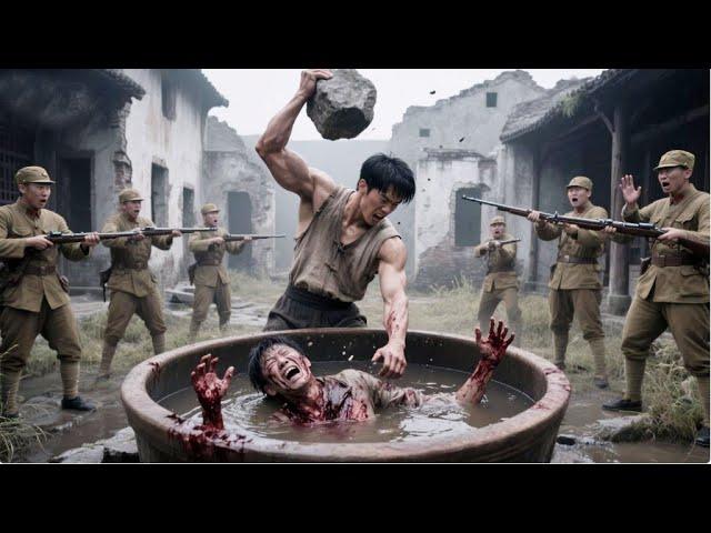 Exciting Kung Fu Fight: Kung fu lad ambushes Japanese, stuffs them into barrels and kills them.