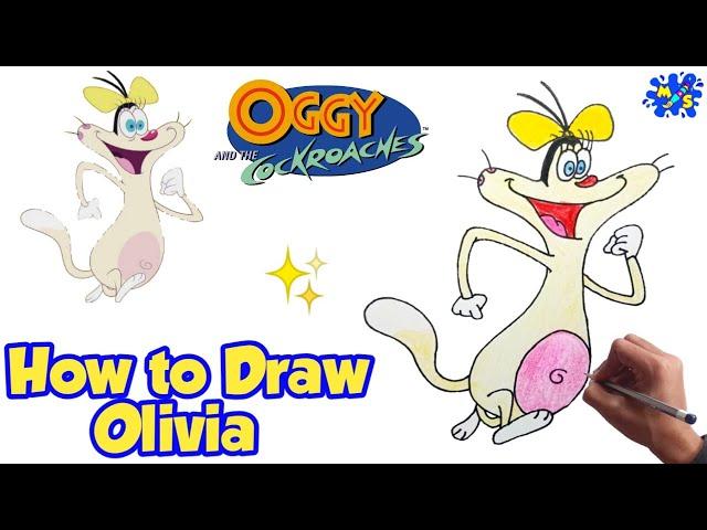 How to draw Olivia from Oggy and the cockroaches | Easy Step by Step Drawing