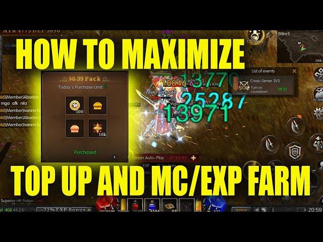 HOW TO MAXIMIZE TOP UP/MC FARM/EXP FARM - MU MONARCH