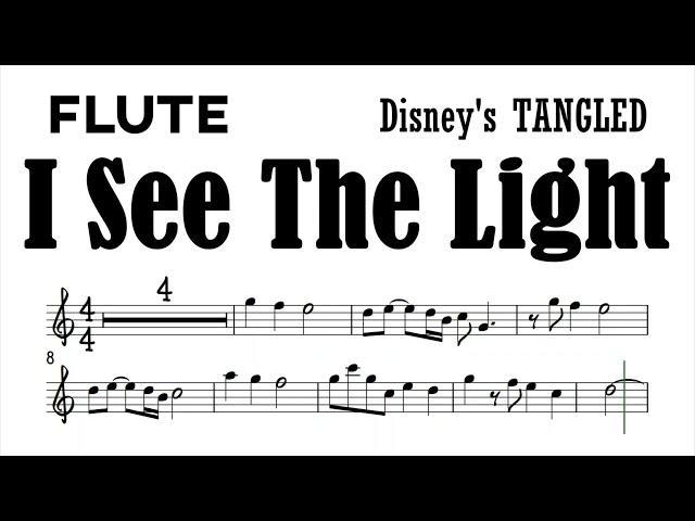 I See The Light Flute Sheet Music Backing Track Play Along Partitura