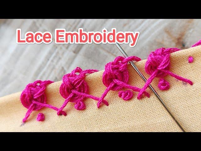 No 63 || Lace Embroidery || Edging Stitch || Needle lace Border || Randa Embroidery |