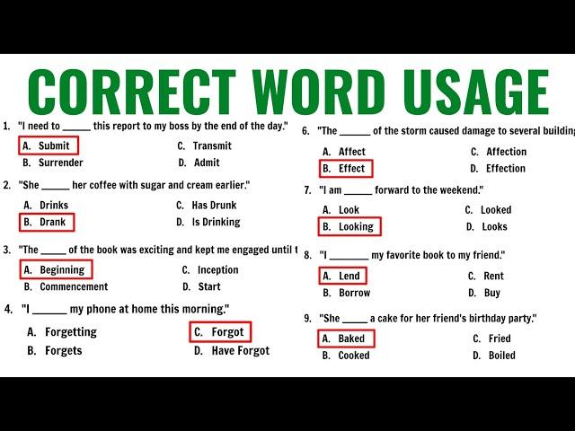 Correct Word Usage | Civil Service Exam Reviewer