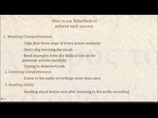 BibleMesh Webinar: "Success in Studying Biblical Languages"