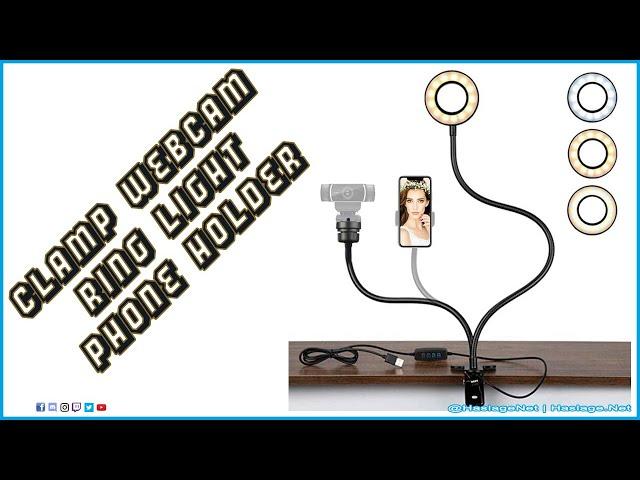 Clamp Webcam Light Stand, Selfie Ring Light with Cell Phone Holder | HNE Tech