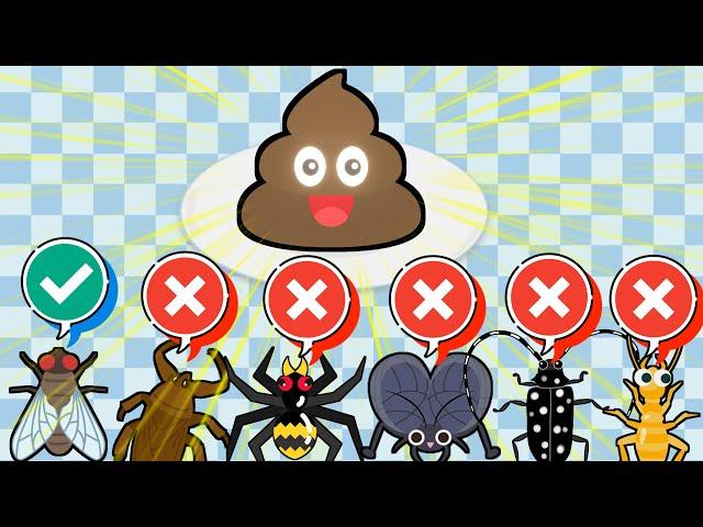 【昆虫アニメ】子供向け　こんちゅうのすきなたべものはなに！？②　Learn What Bugs Eat  ハエ、クモ、カミキリ、タガメ