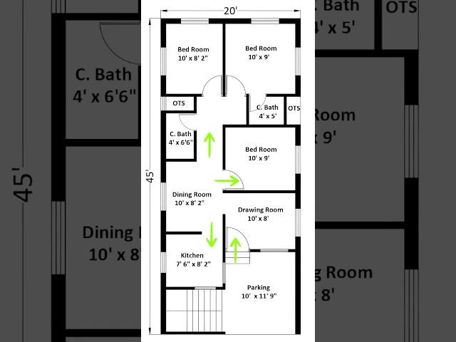 20 by 45 house plan | 20x45 house plan | 20 by 45 ghar ka naksha #house #floorplan #houseplan #short