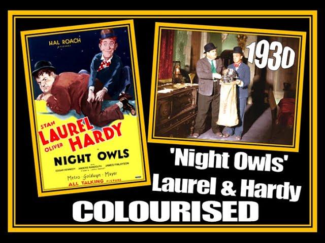 'Night Owls' LAUREL & HARDY FILM COLOURISED 1930