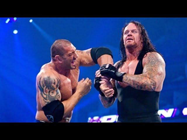 Undertaker ,Johan Cena ,Triple h, Shawn Michaels VS The Rock, Batista, Brock Lesnar, Roman Reigns