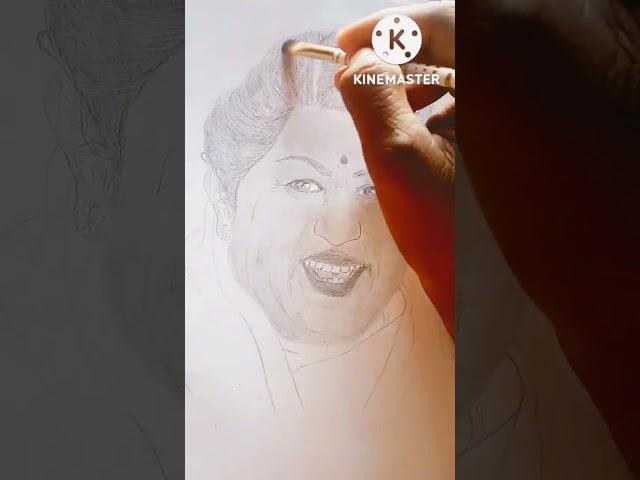 lata mangeskar #shorts #portrait sketch drawing#mr.yogesh kumar art