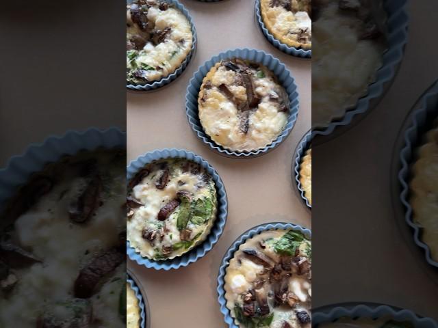 Spinach, Mushroom, Feta Cheese Egg Muffins #recipe #vegetarian #food #egg #mealprep #mealprepideas