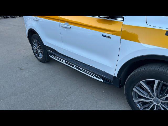 Интегрированные пороги на Geely Atlas Pro установка