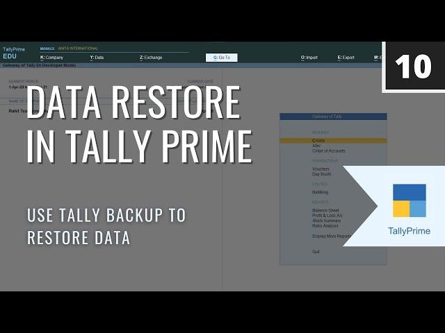 How to restore data from Tally Back-up | Tally Prime Features