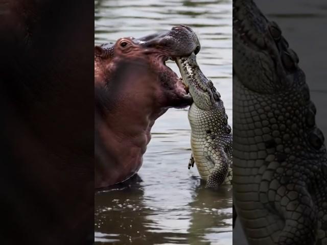 Hippo Crushes Crocodile in Brutal Swamp Battle 