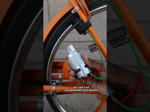 testing a 775 dc motor with homemade cycle dynamo | 775 dc motor || MTC 2.0