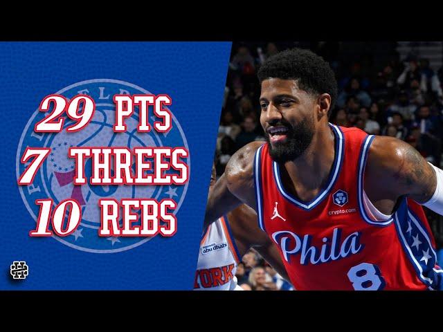 Paul George 29 pts 7 threes 10 rebs vs Knicks 24/25 season