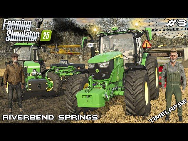 PLOWING WHEAT FIELDS WITH JOHN DEERE 6145R | Animals on RIVERBEND | Farming Simulator 25 | Episode 3