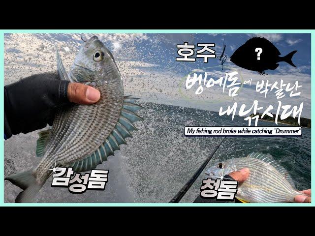 (ENG Sub) My fishing rod got wrecked by a black drummer in Breakwater Fishing