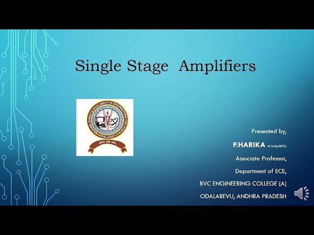 Single Stage Amplifiers