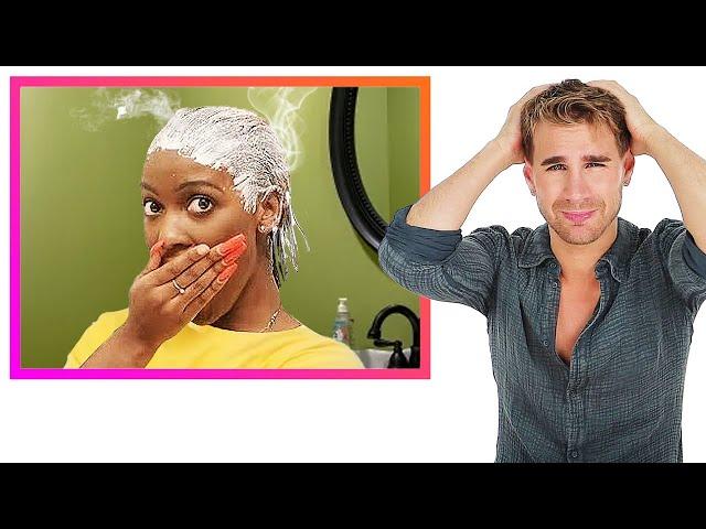 Hairdresser Reacts To CHAOTIC First Time Relaxers At-Home (Scary!!!)