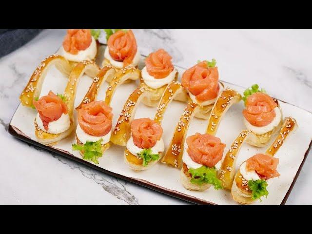 Puff pastry spoons with cheese and salmon: your aperitif even more special!